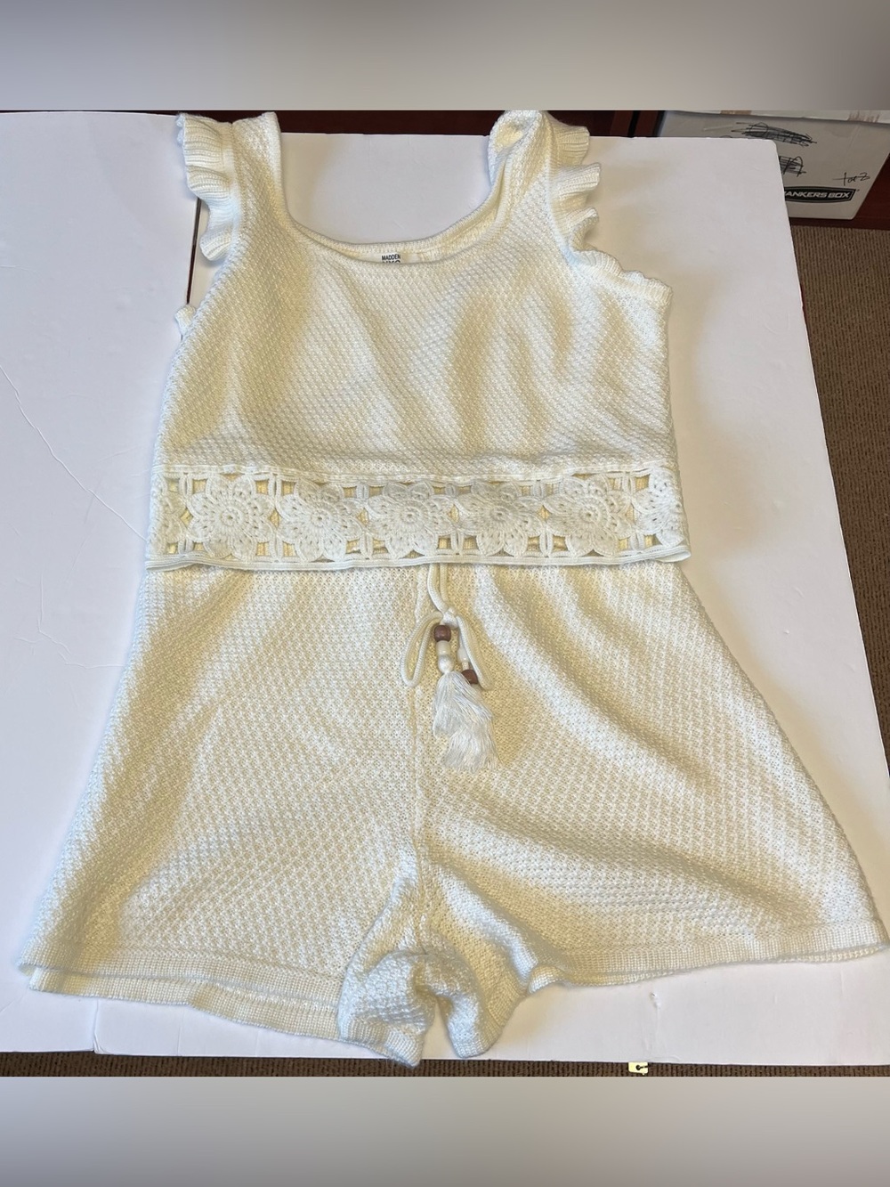 Womens Shorts & Top Ivory Knit Size Large Beach Festival Boho Madden NYC